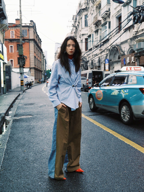 ESSENTIEL Antwerp KREATIVE OVERSIZED SHIRT- Rallas azul blanco